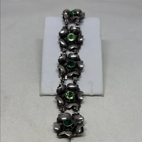 Gorgeous Hobe sterling silver floral bracelet.
